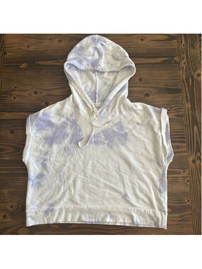 Women's Jonathan Simkhai Standard XL White Purple Tie-Dye Sleeveless Hoodie